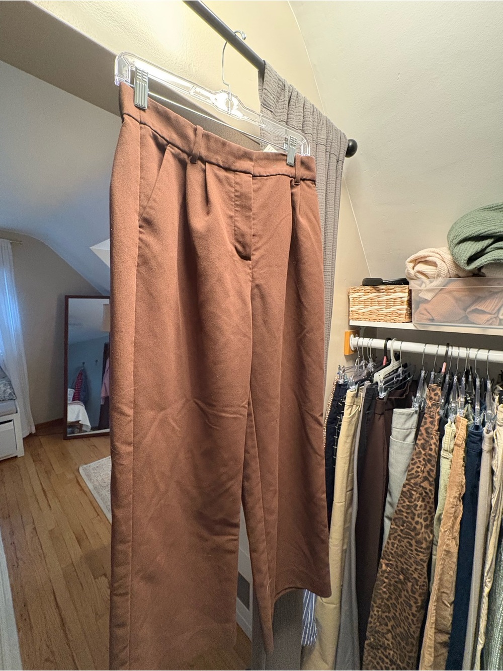 Abercrombie Wide Leg High-Rise Pants in Brown